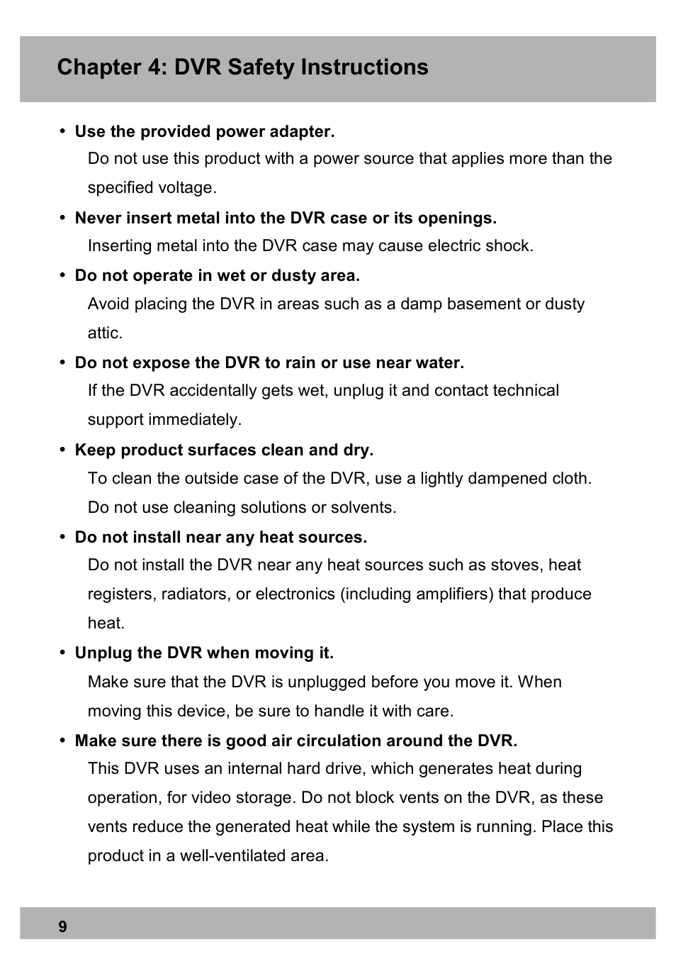 Night Owl PE-DVR8 user manual User Manual | Page 9 / 124