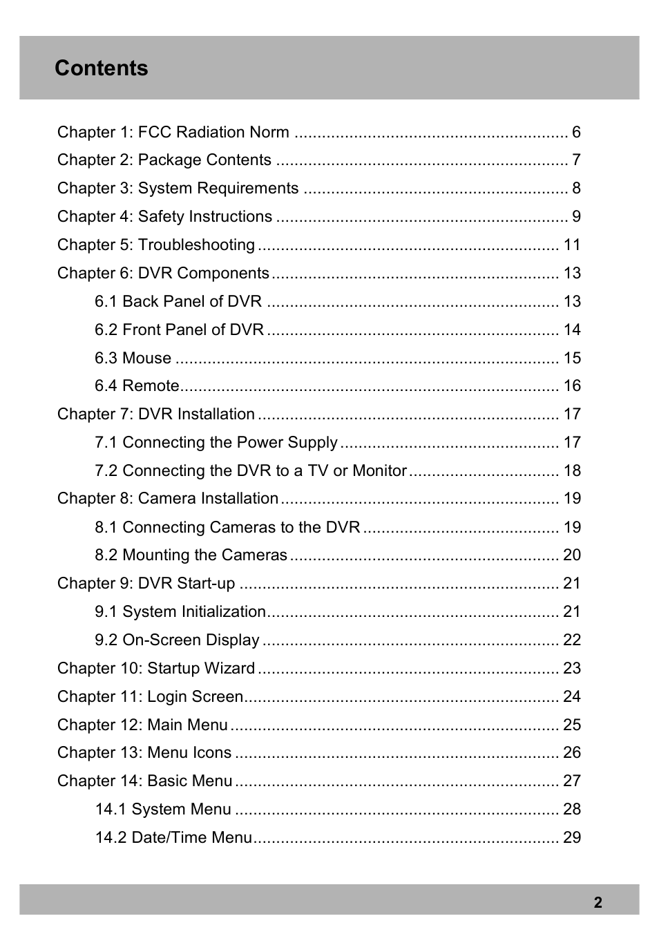 Night Owl X100-DVR8-5GB user manual User Manual | Page 2 / 124