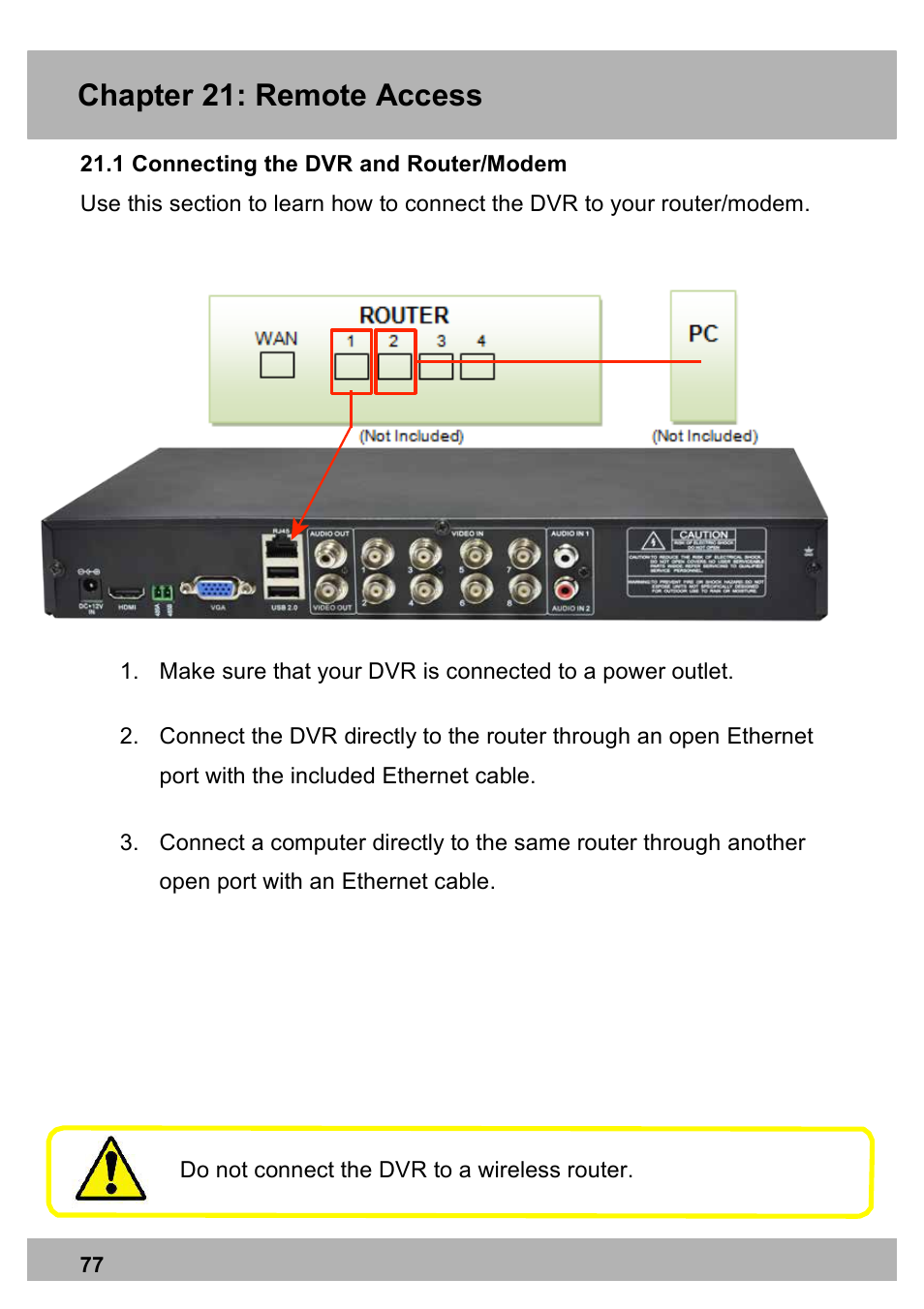 Chapter 21: remote access | Night Owl X100-DVR8-5GB user manual User Manual | Page 77 / 124