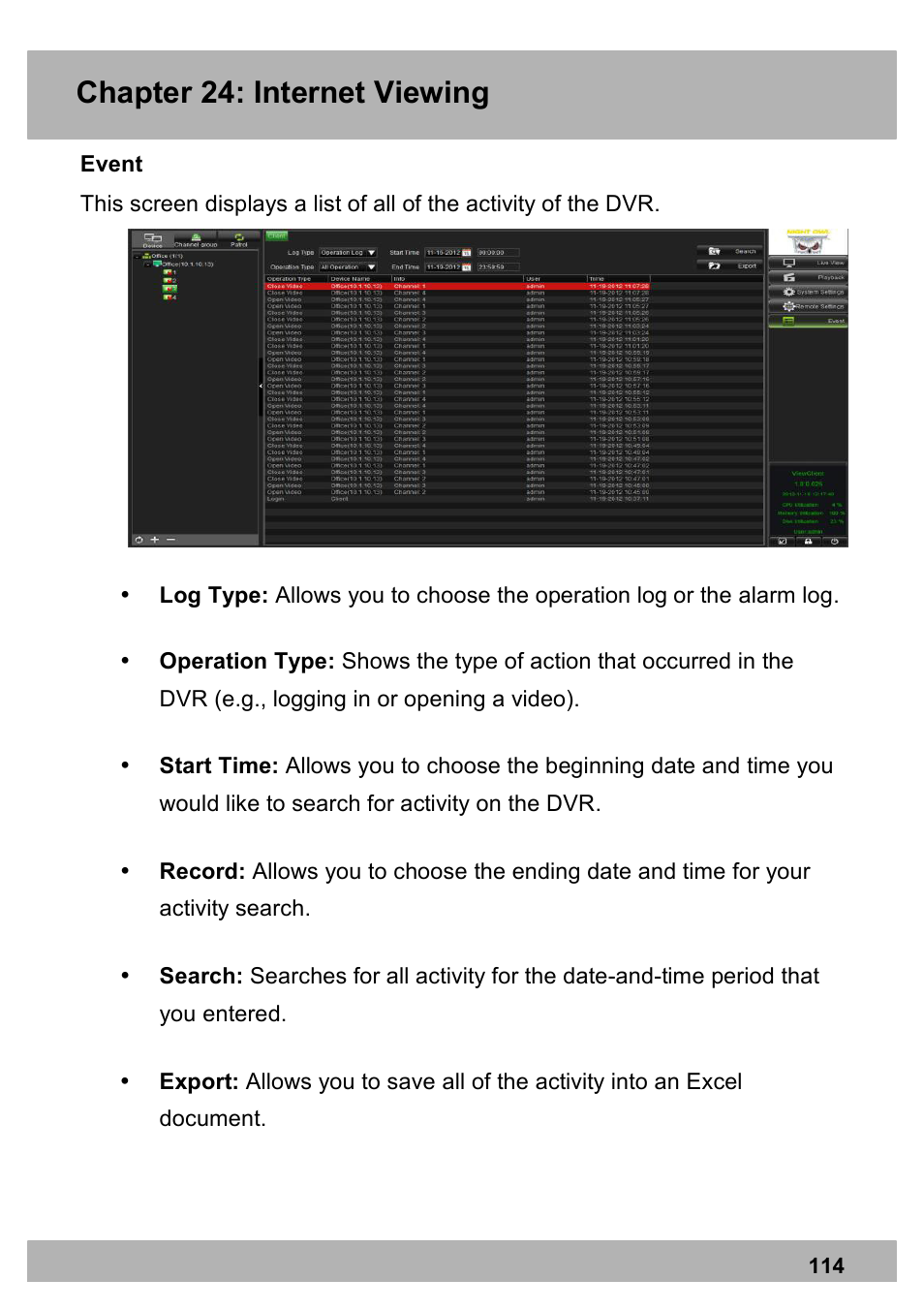 Chapter 24: internet viewing | Night Owl PRO-1681TB-2DMA user manual User Manual | Page 114 / 127