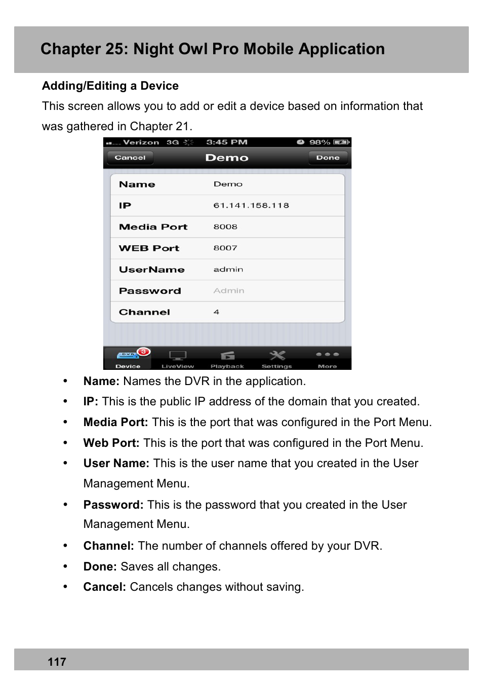 Chapter 25: night owl pro mobile application | Night Owl PRO-1681TB-2DMA user manual User Manual | Page 117 / 127