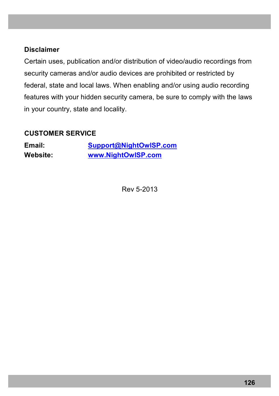 Night Owl PRO-1681TB-2DMA user manual User Manual | Page 126 / 127