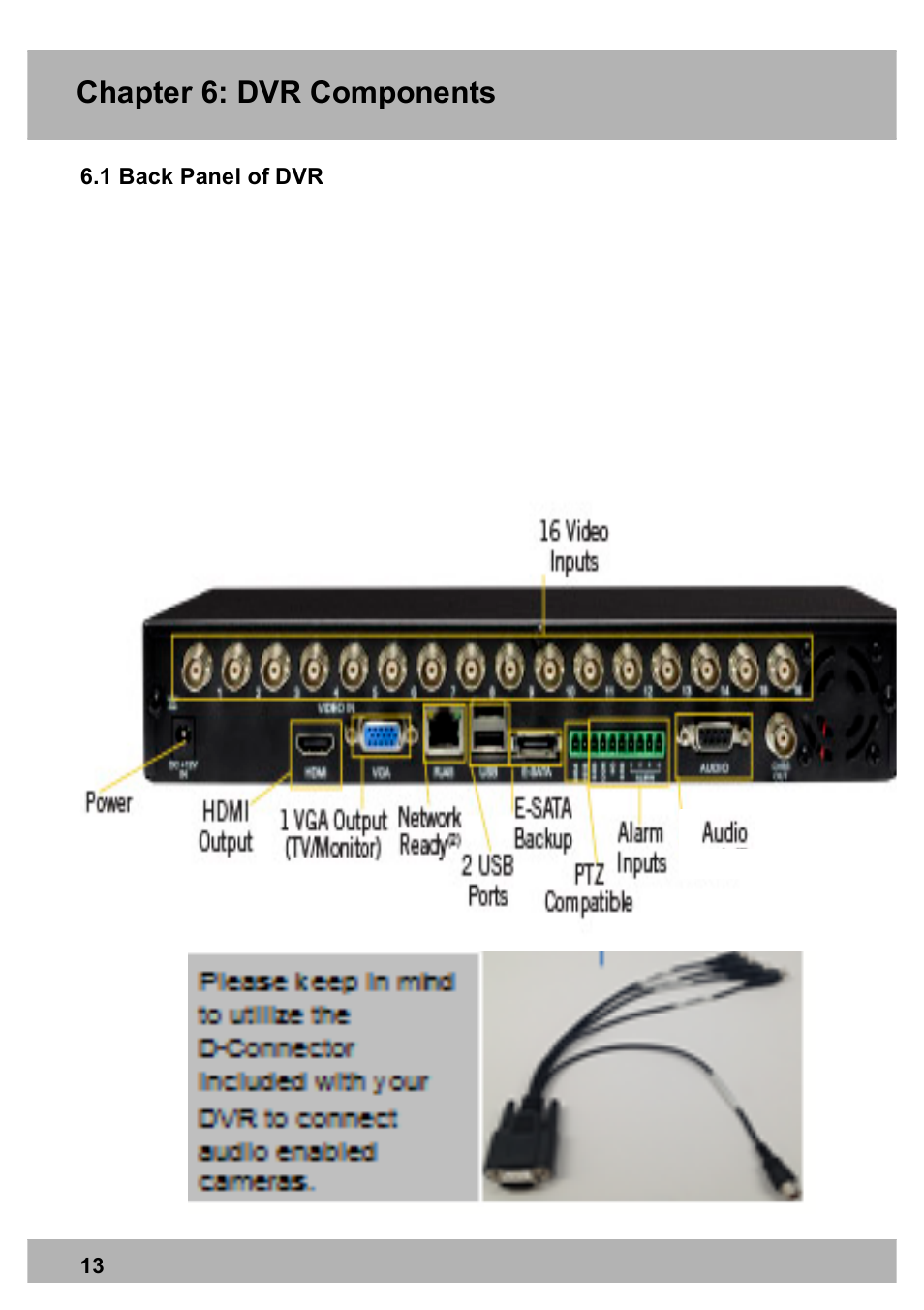 Chapter 6: dvr components | Night Owl PRO-1681TB-2DMA user manual User Manual | Page 13 / 127
