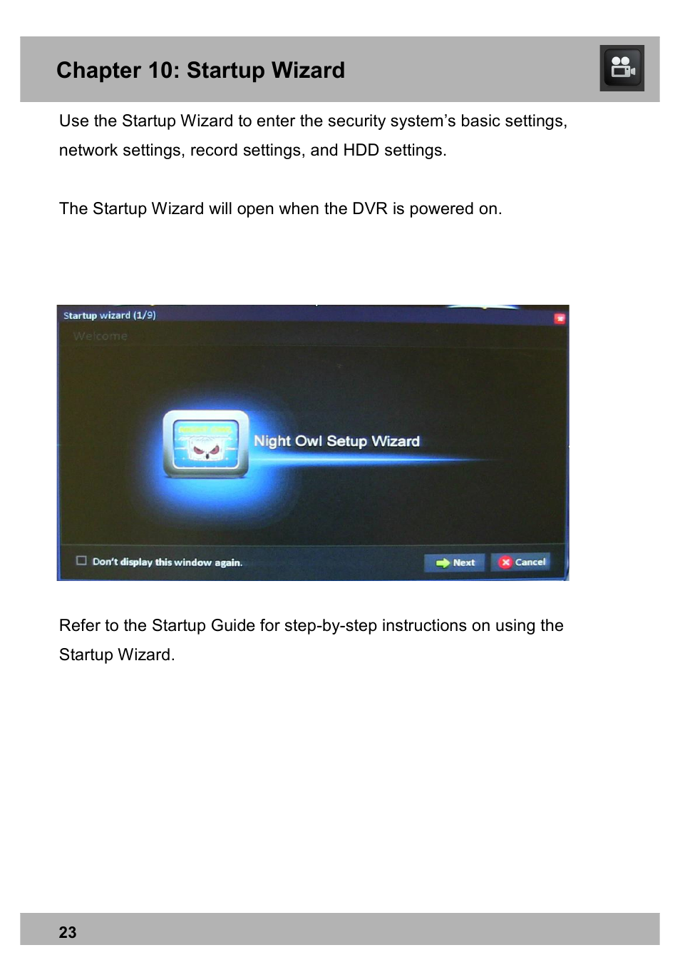 Chapter 10: startup wizard | Night Owl PRO-1681TB-2DMA user manual User Manual | Page 23 / 127