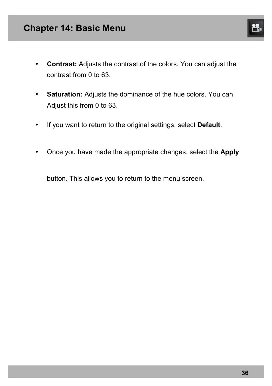Chapter 14: basic menu | Night Owl PRO-1681TB-2DMA user manual User Manual | Page 36 / 127