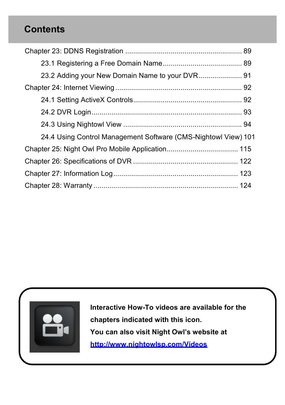 Night Owl PRO-1681TB-2DMA user manual User Manual | Page 5 / 127