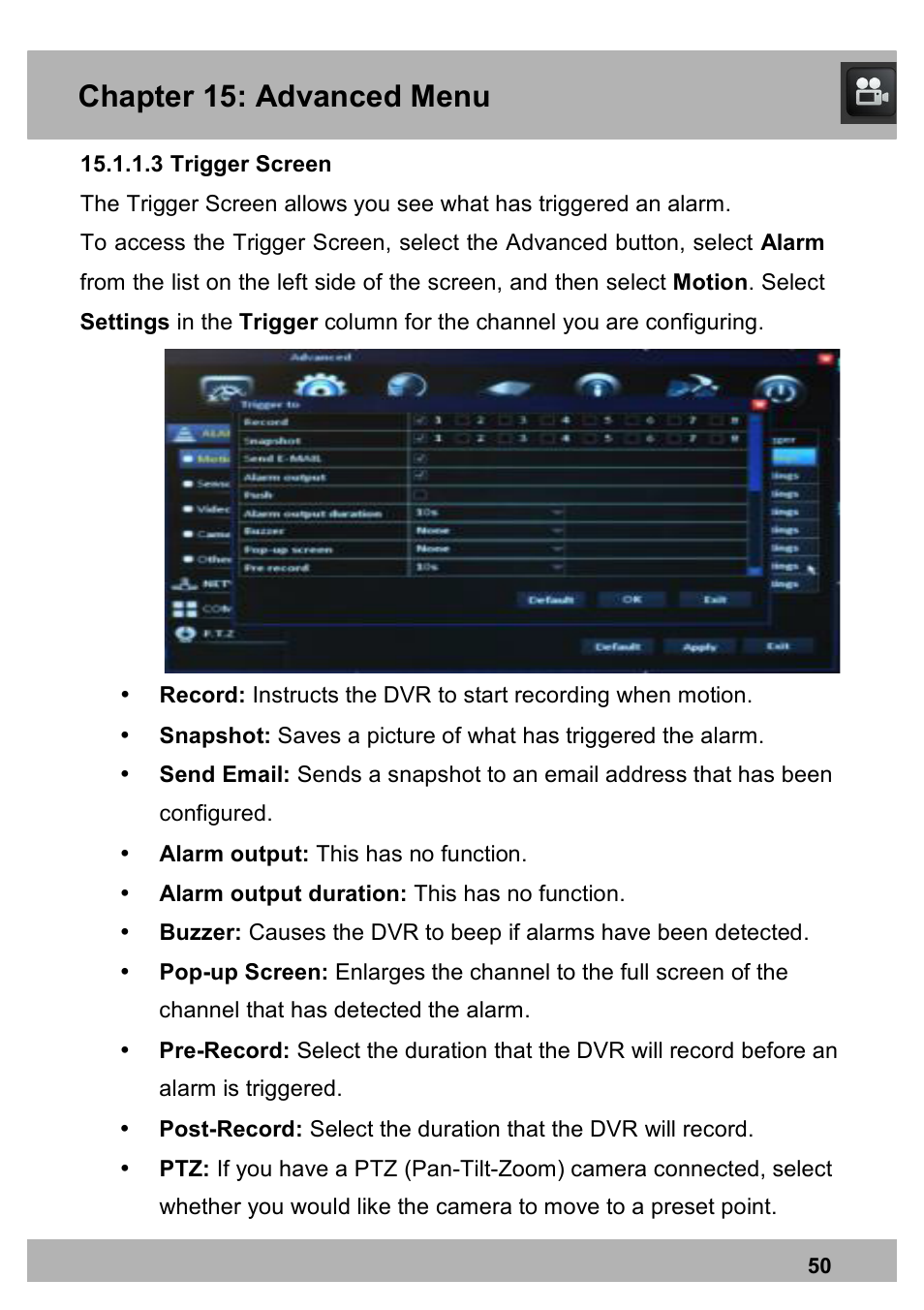 Chapter 15: advanced menu | Night Owl PRO-1681TB-2DMA user manual User Manual | Page 50 / 127