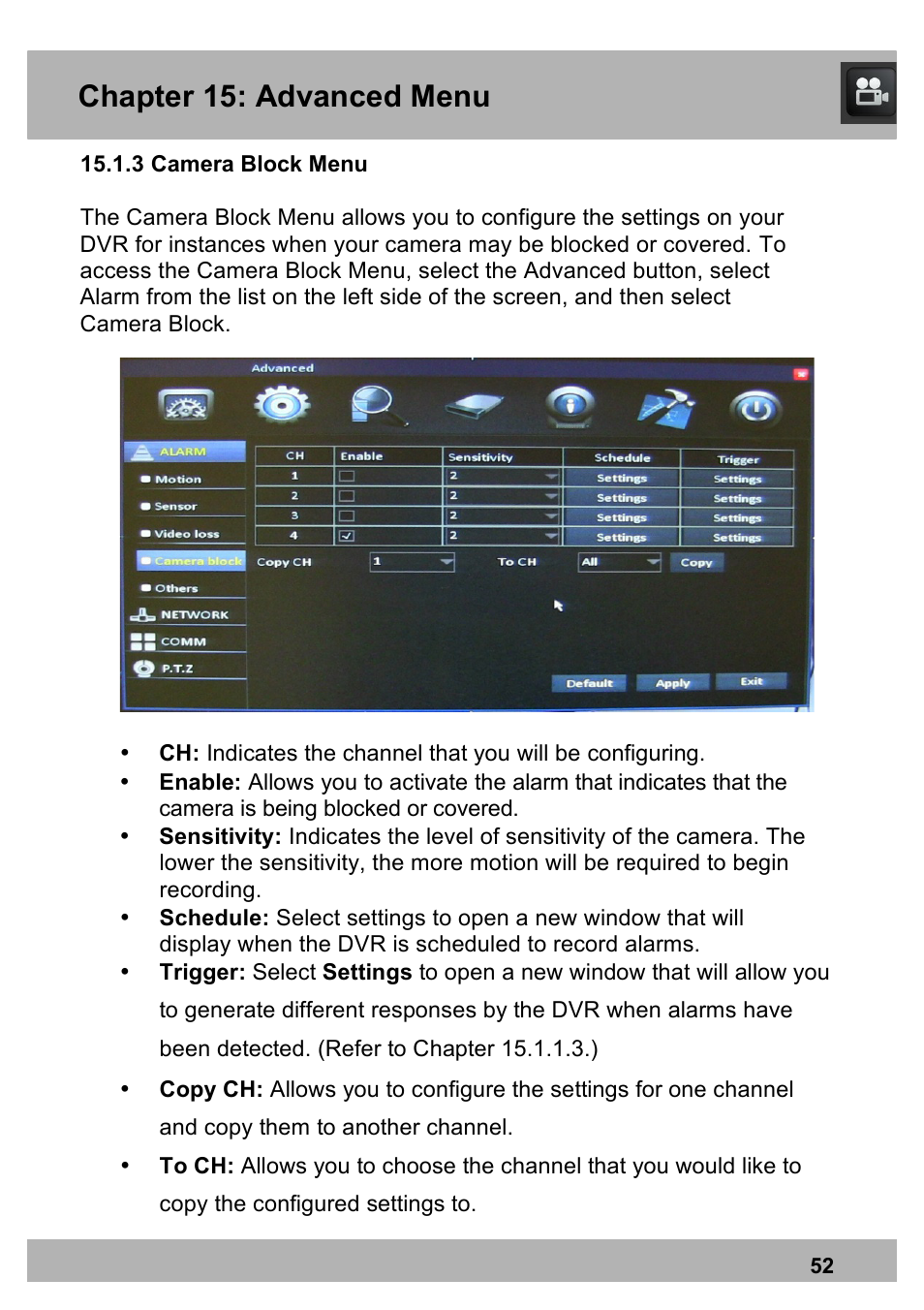 Chapter 15: advanced menu | Night Owl PRO-1681TB-2DMA user manual User Manual | Page 52 / 127