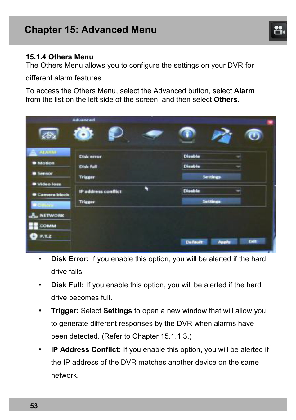 Chapter 15: advanced menu | Night Owl PRO-1681TB-2DMA user manual User Manual | Page 53 / 127