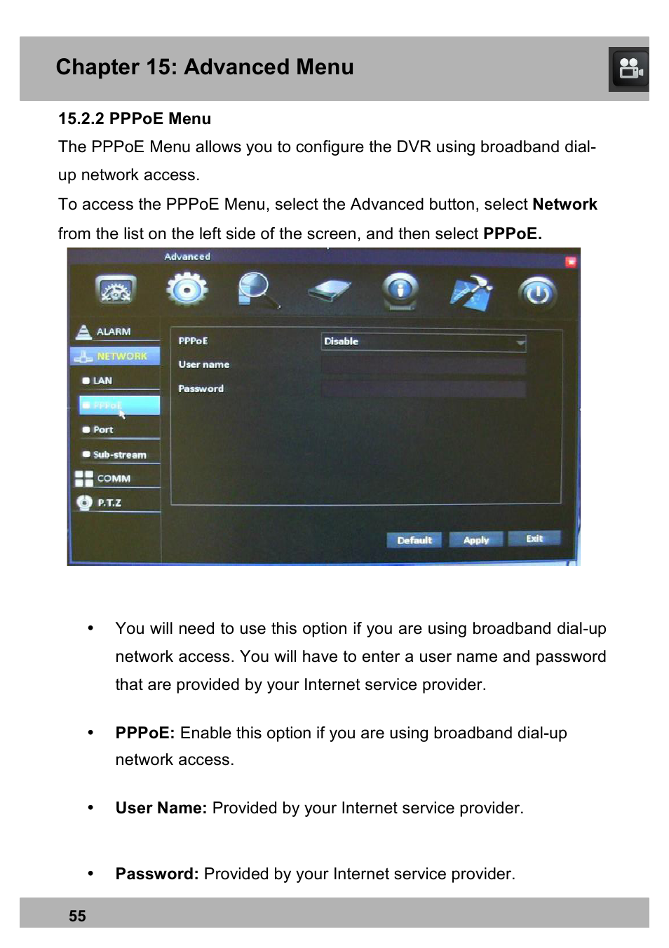 Chapter 15: advanced menu | Night Owl PRO-1681TB-2DMA user manual User Manual | Page 55 / 127