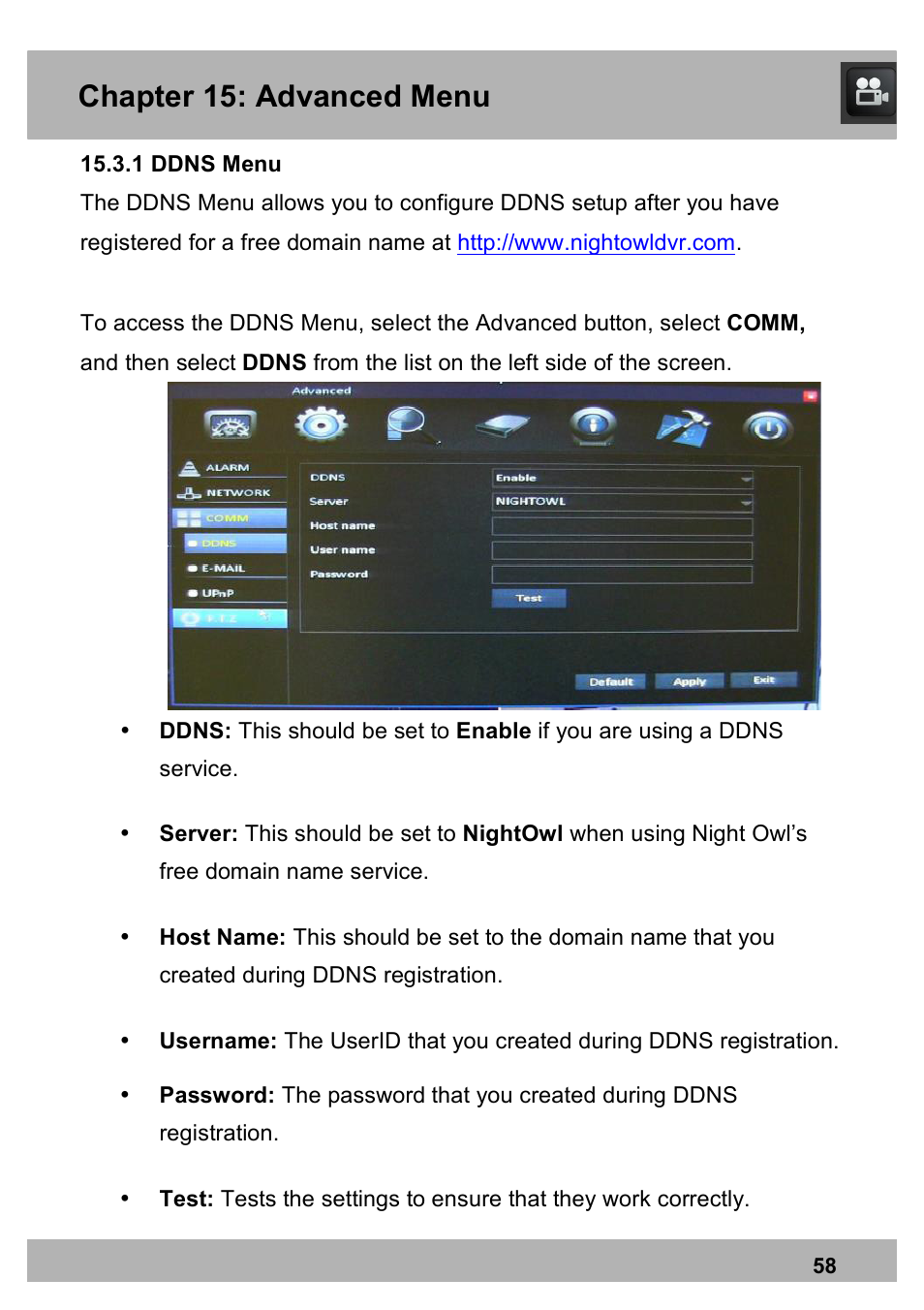 Chapter 15: advanced menu | Night Owl PRO-1681TB-2DMA user manual User Manual | Page 58 / 127