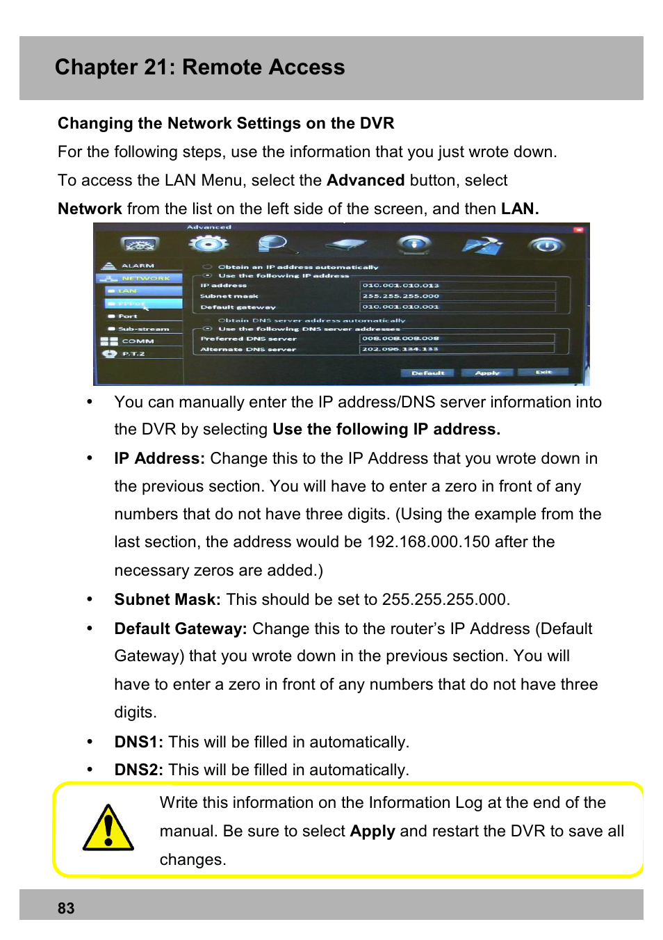 Chapter 21: remote access | Night Owl PRO-1681TB-2DMA user manual User Manual | Page 83 / 127