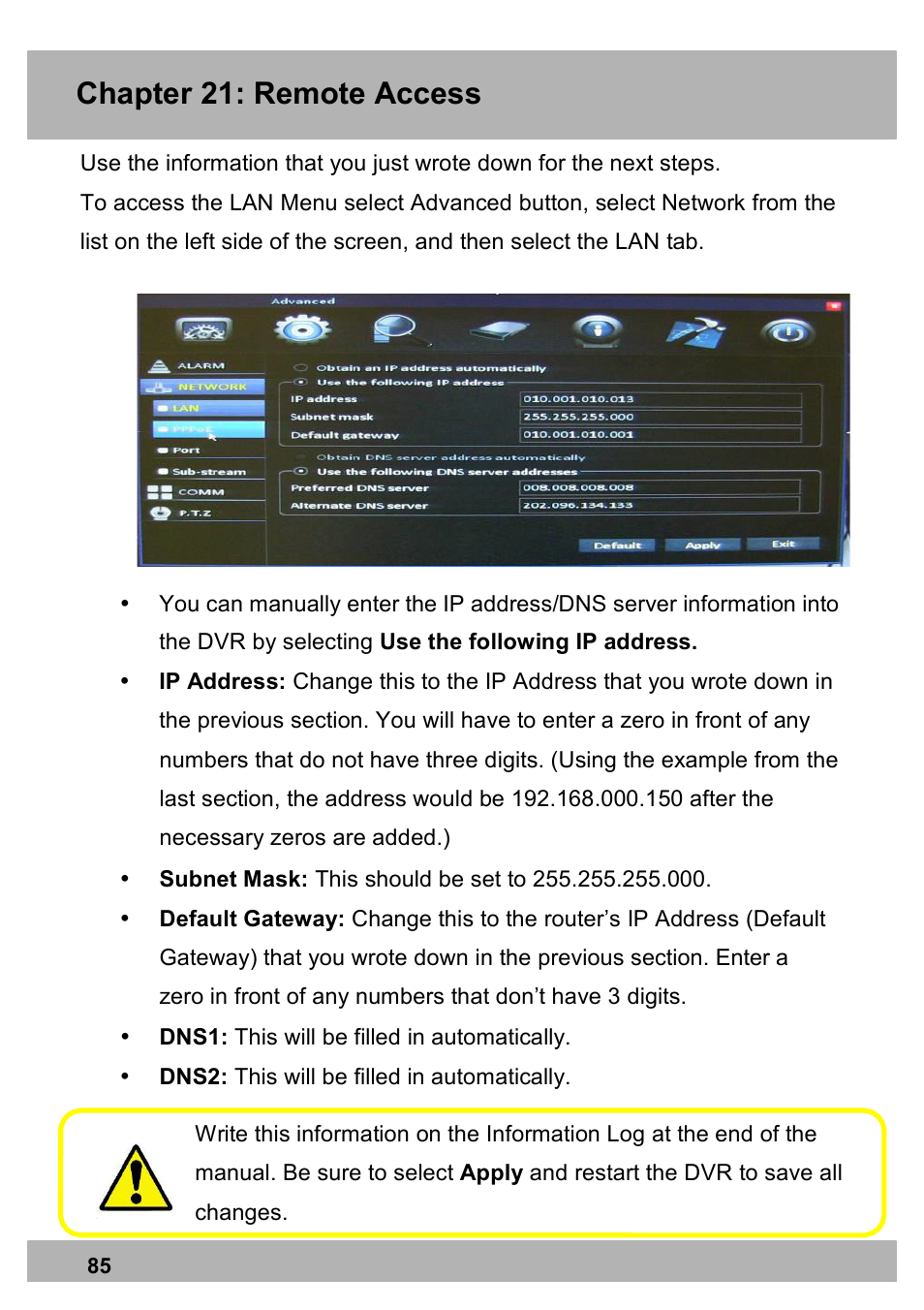 Chapter 21: remote access | Night Owl PRO-1681TB-2DMA user manual User Manual | Page 85 / 127