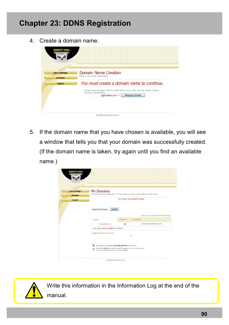 Chapter 23: ddns registration | Night Owl PRO-1681TB-2DMA user manual User Manual | Page 90 / 127