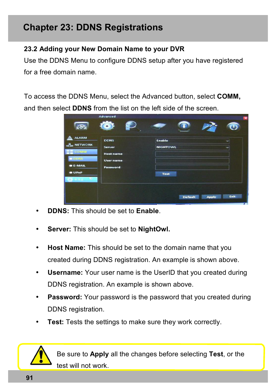 Chapter 23: ddns registrations | Night Owl PRO-1681TB-2DMA user manual User Manual | Page 91 / 127