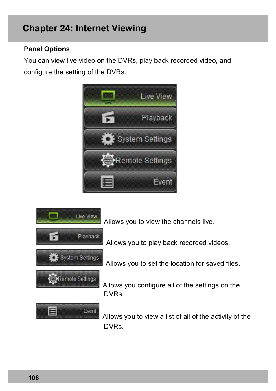 Chapter 24: internet viewing | Night Owl PE-DVR16-1TB user manual User Manual | Page 106 / 126