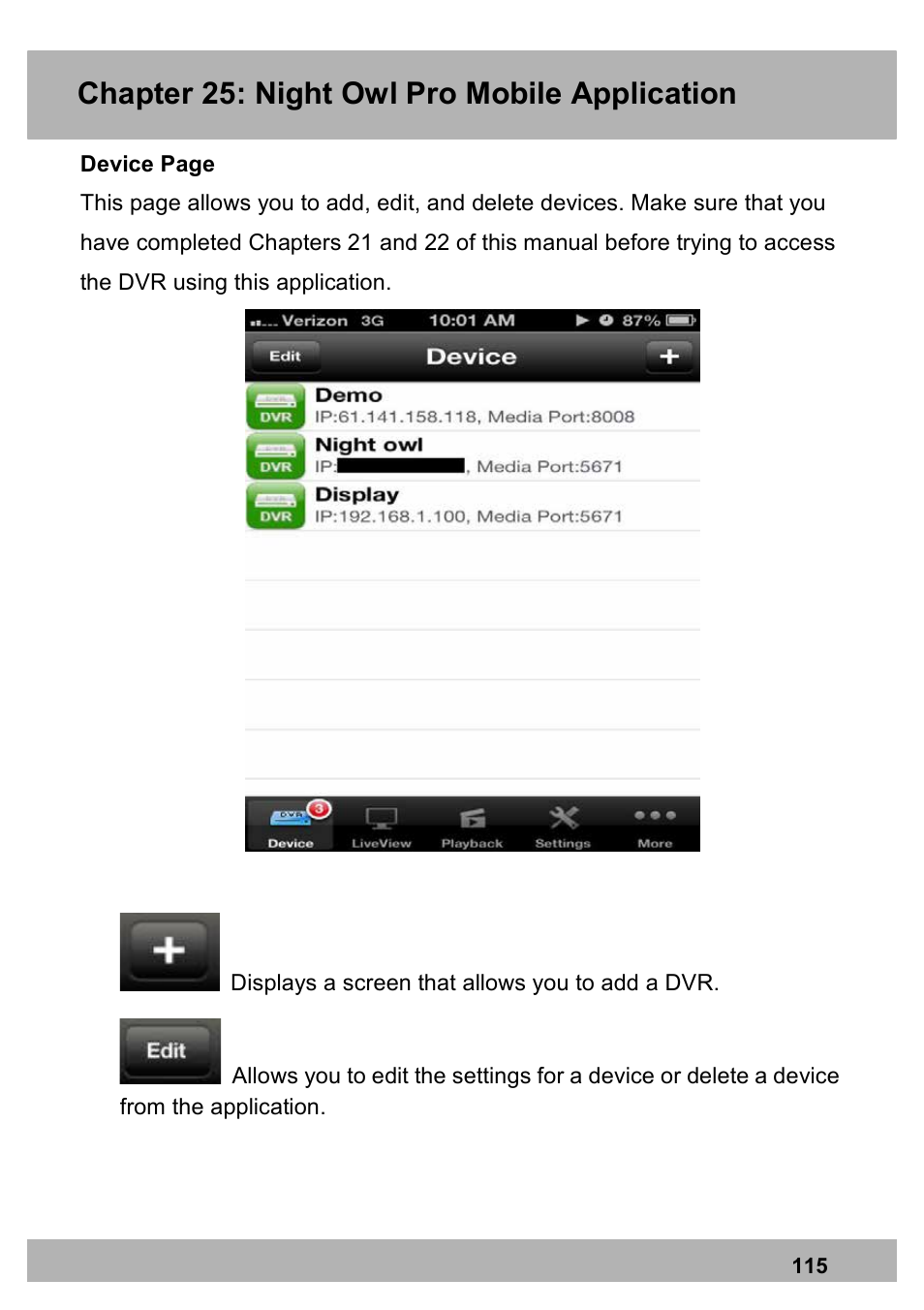 Chapter 25: night owl pro mobile application | Night Owl PE-DVR16-1TB user manual User Manual | Page 115 / 126