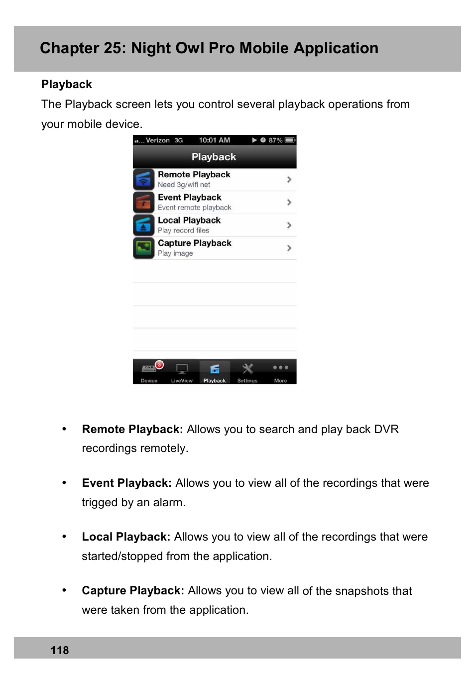 Chapter 25: night owl pro mobile application | Night Owl PE-DVR16-1TB user manual User Manual | Page 118 / 126
