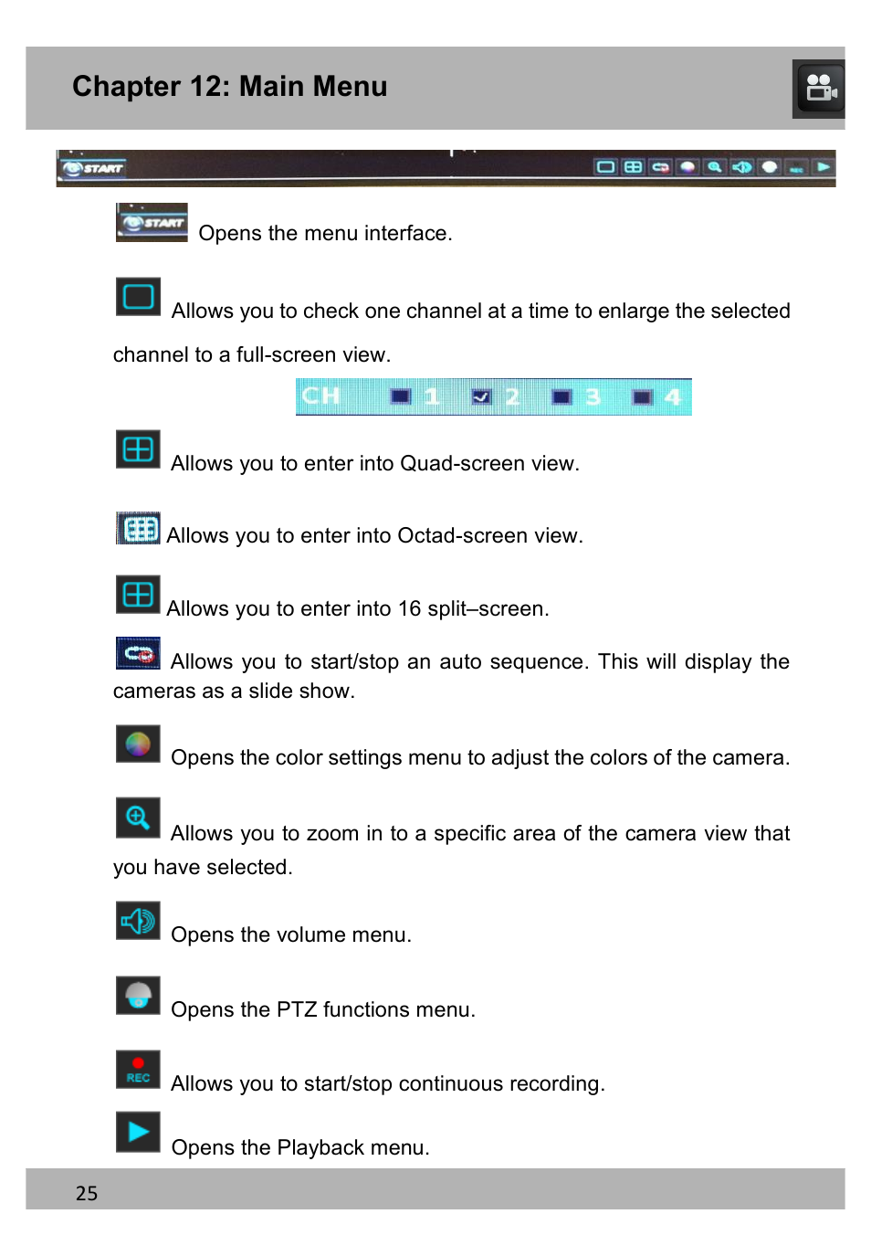 Chapter 12: main menu | Night Owl PE-DVR16-1TB user manual User Manual | Page 25 / 126