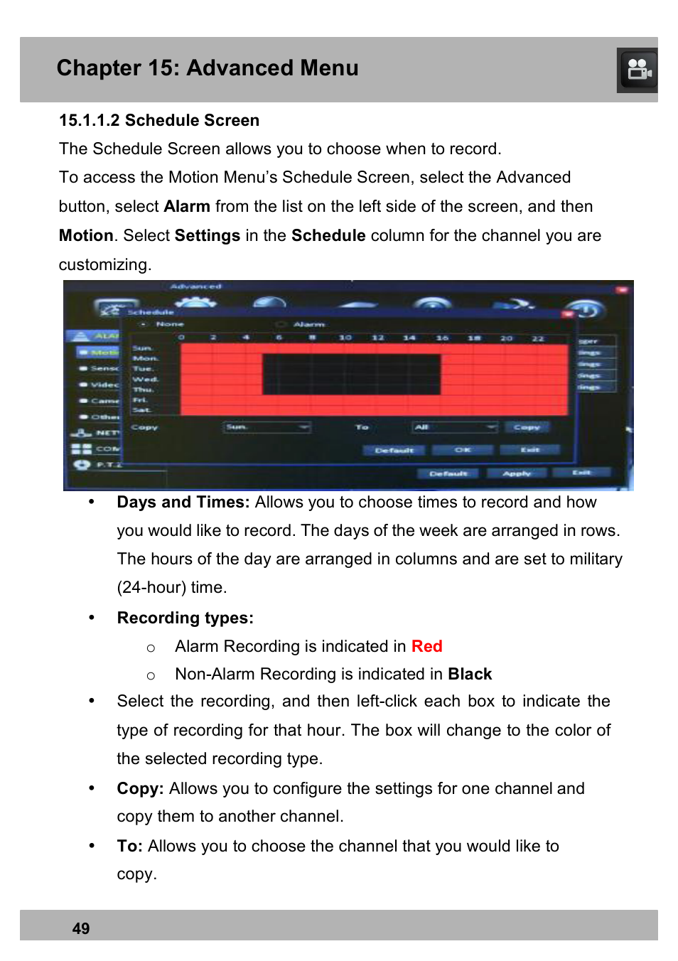 Chapter 15: advanced menu | Night Owl PE-DVR16-1TB user manual User Manual | Page 49 / 126
