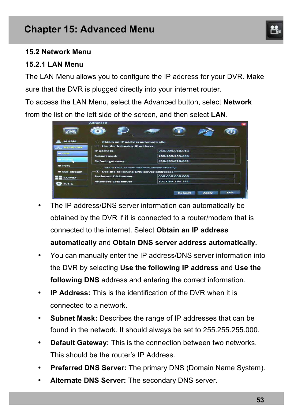 Chapter 15: advanced menu | Night Owl PE-DVR16-1TB user manual User Manual | Page 53 / 126