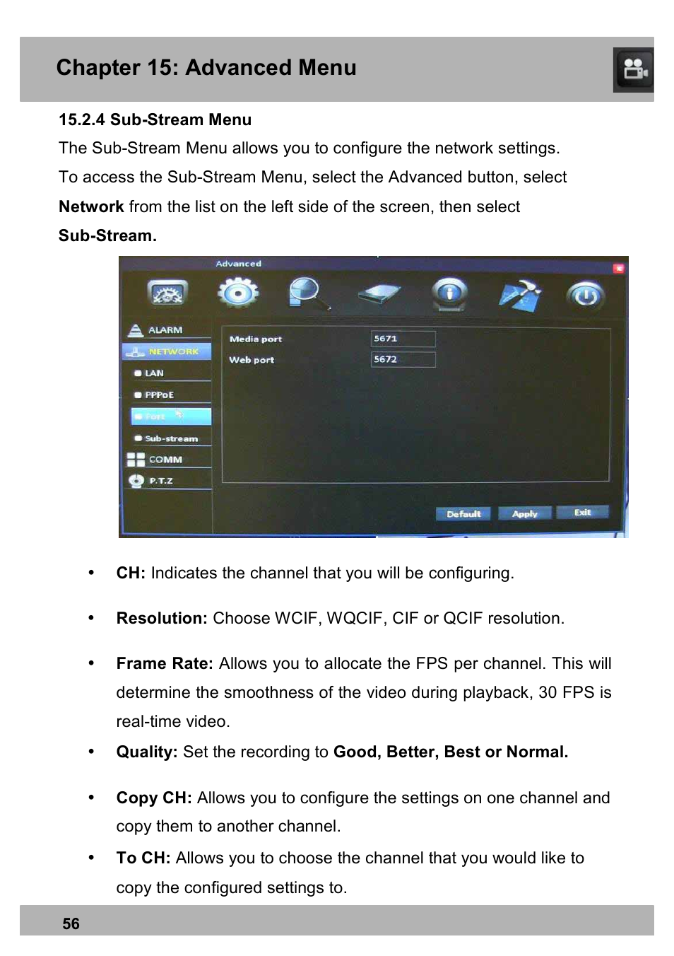 Chapter 15: advanced menu | Night Owl PE-DVR16-1TB user manual User Manual | Page 56 / 126