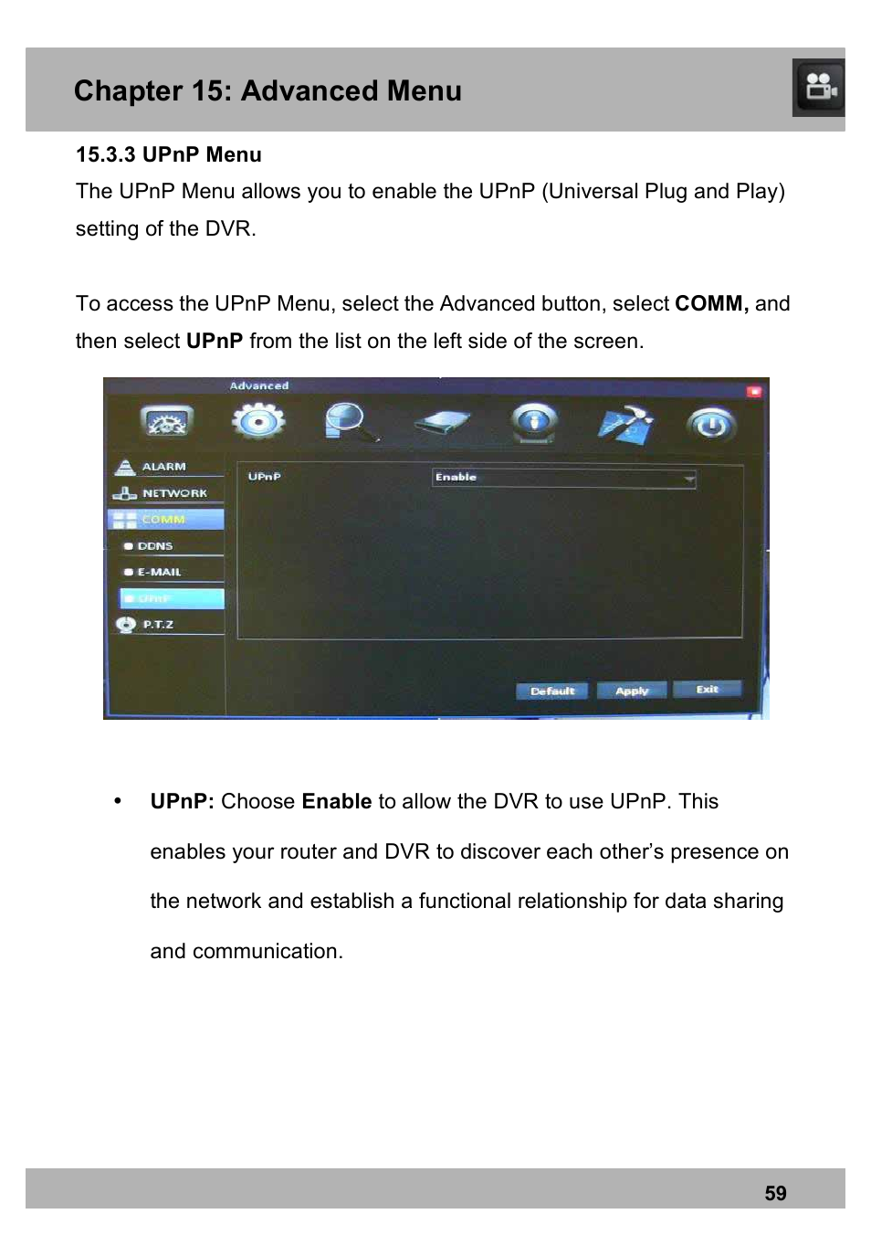 Chapter 15: advanced menu | Night Owl PE-DVR16-1TB user manual User Manual | Page 59 / 126
