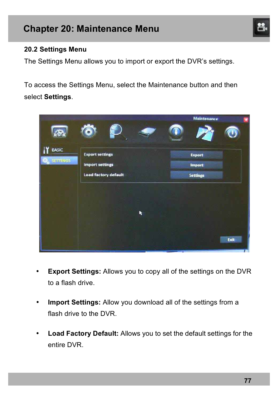 Chapter 20: maintenance menu | Night Owl PE-DVR16-1TB user manual User Manual | Page 77 / 126