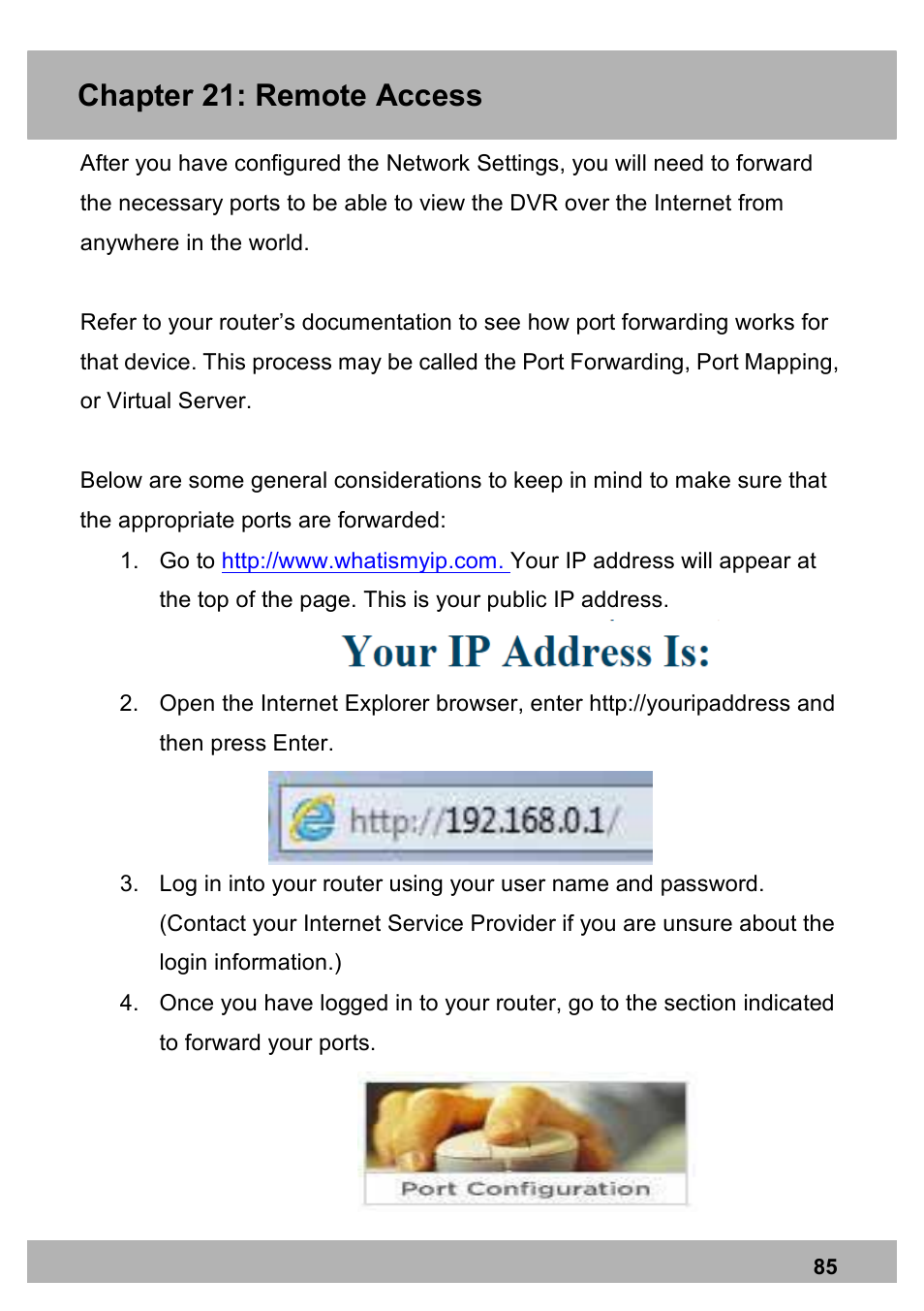 Chapter 21: remote access | Night Owl PE-DVR16-1TB user manual User Manual | Page 85 / 126