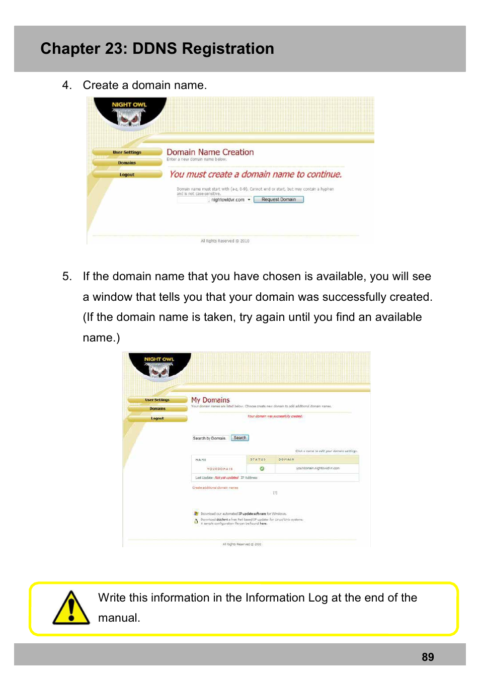 Chapter 23: ddns registration | Night Owl PE-DVR16-1TB user manual User Manual | Page 89 / 126