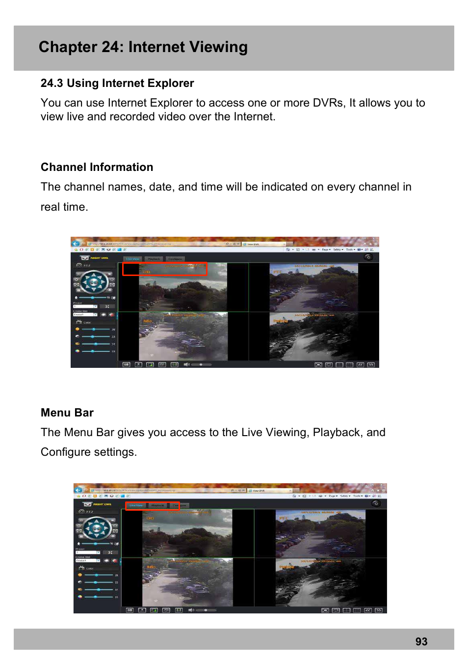 Chapter 24: internet viewing | Night Owl PE-DVR16-1TB user manual User Manual | Page 93 / 126