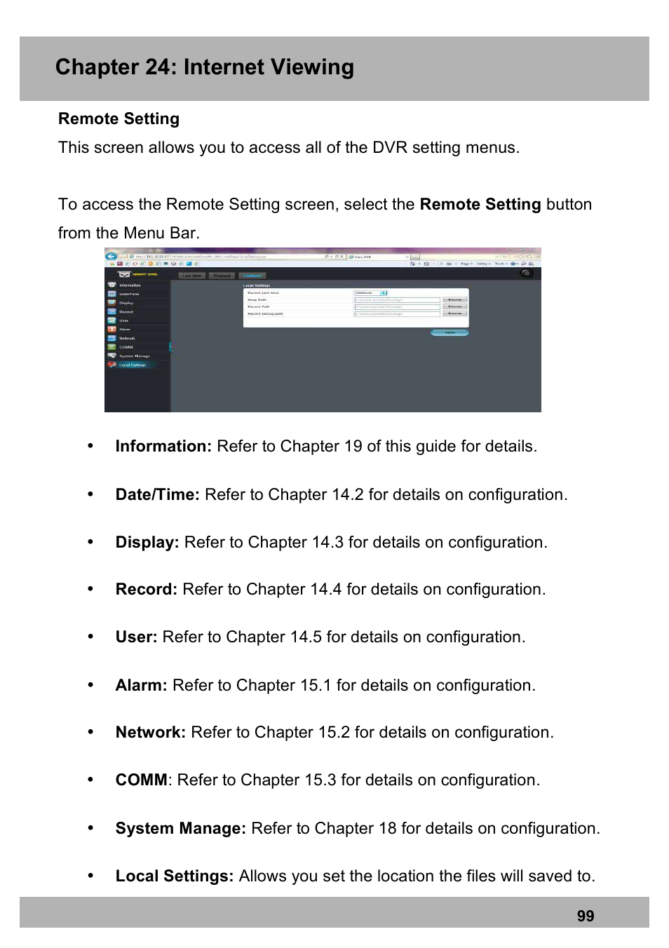Chapter 24: internet viewing | Night Owl PE-DVR16-1TB user manual User Manual | Page 99 / 126