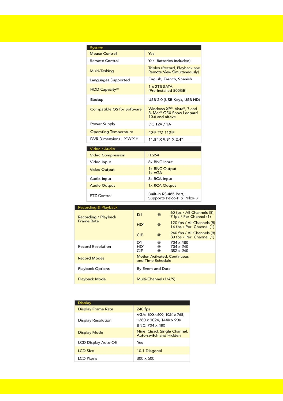 Chapter 24 specifications of dvr | Night Owl NODVR108-500GB User Manual | Page 103 / 109