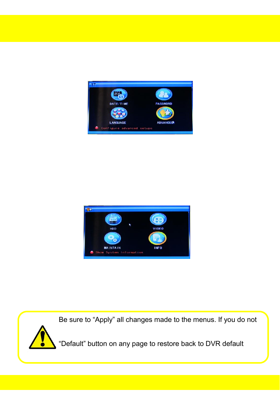 Chapter 12 system menu | Night Owl NODVR108-500GB User Manual | Page 24 / 109