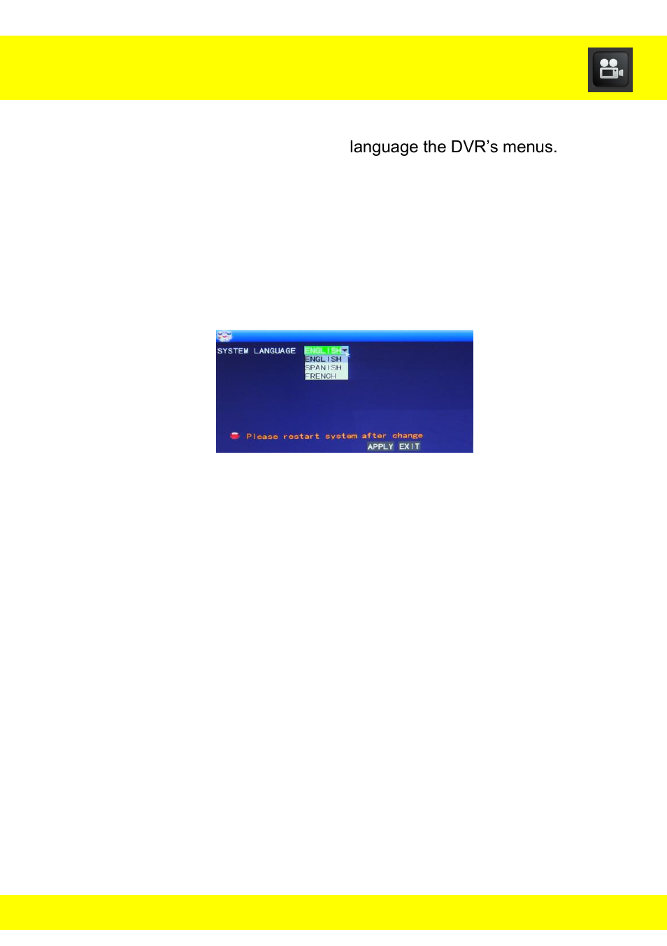 Chapter 12 system menu | Night Owl NODVR108-500GB User Manual | Page 27 / 109