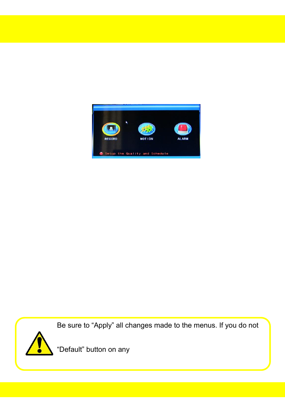 Chapter 13 record functions menu | Night Owl NODVR108-500GB User Manual | Page 33 / 109