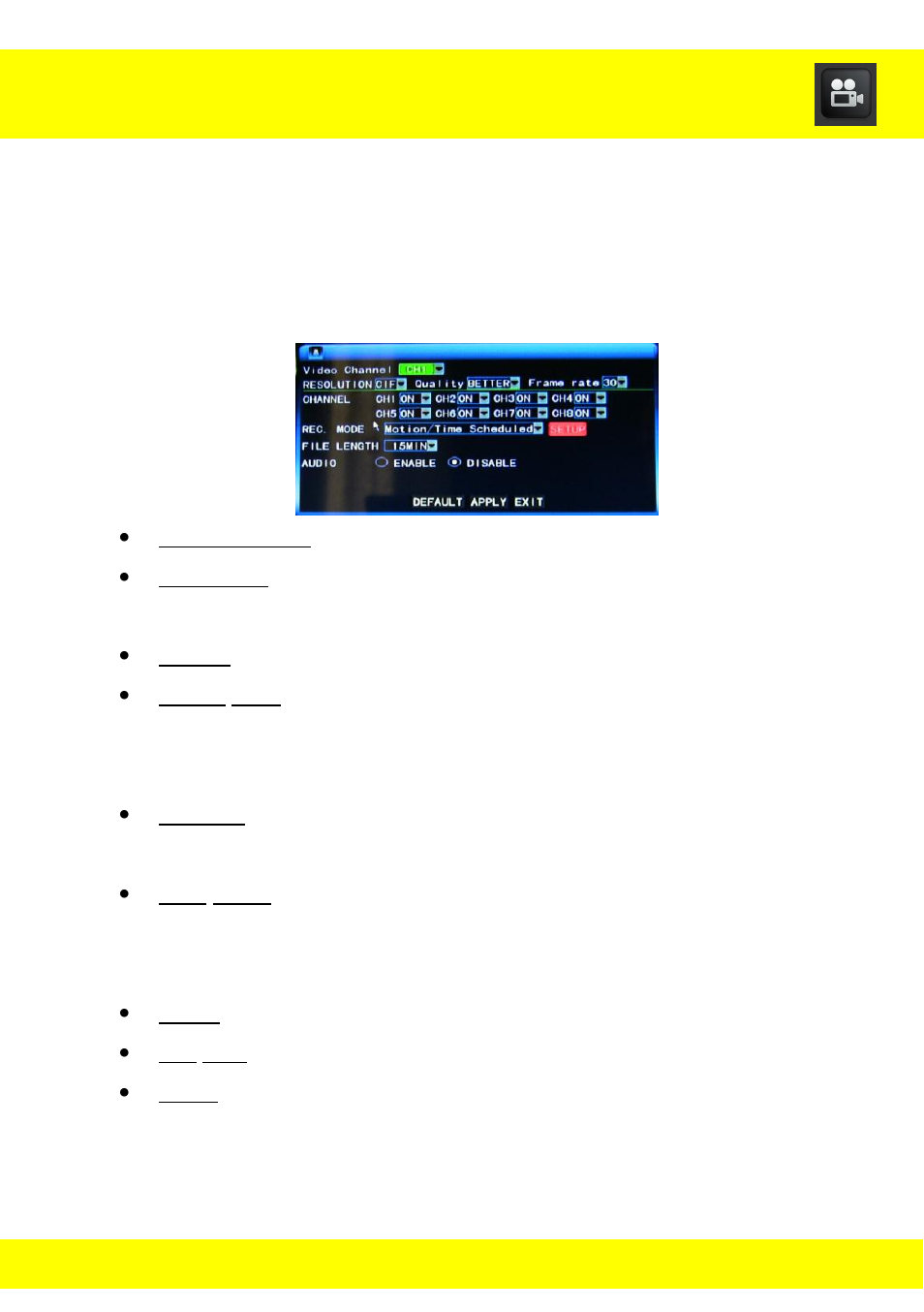 Chapter 13 record functions menu | Night Owl NODVR108-500GB User Manual | Page 34 / 109