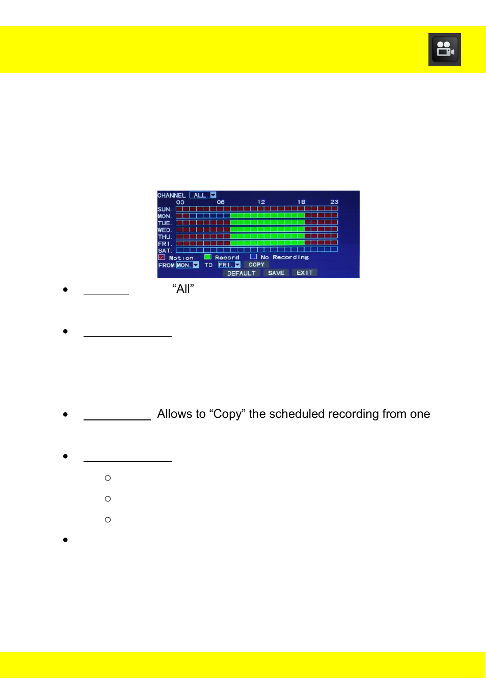 Chapter 13 record functions menu | Night Owl NODVR108-500GB User Manual | Page 36 / 109