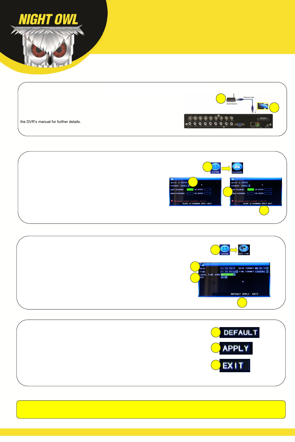 Basic quick setup guide, Nodvr108 series security kits | Night Owl NODVR108-NHD quick start User Manual | Page 2 / 2