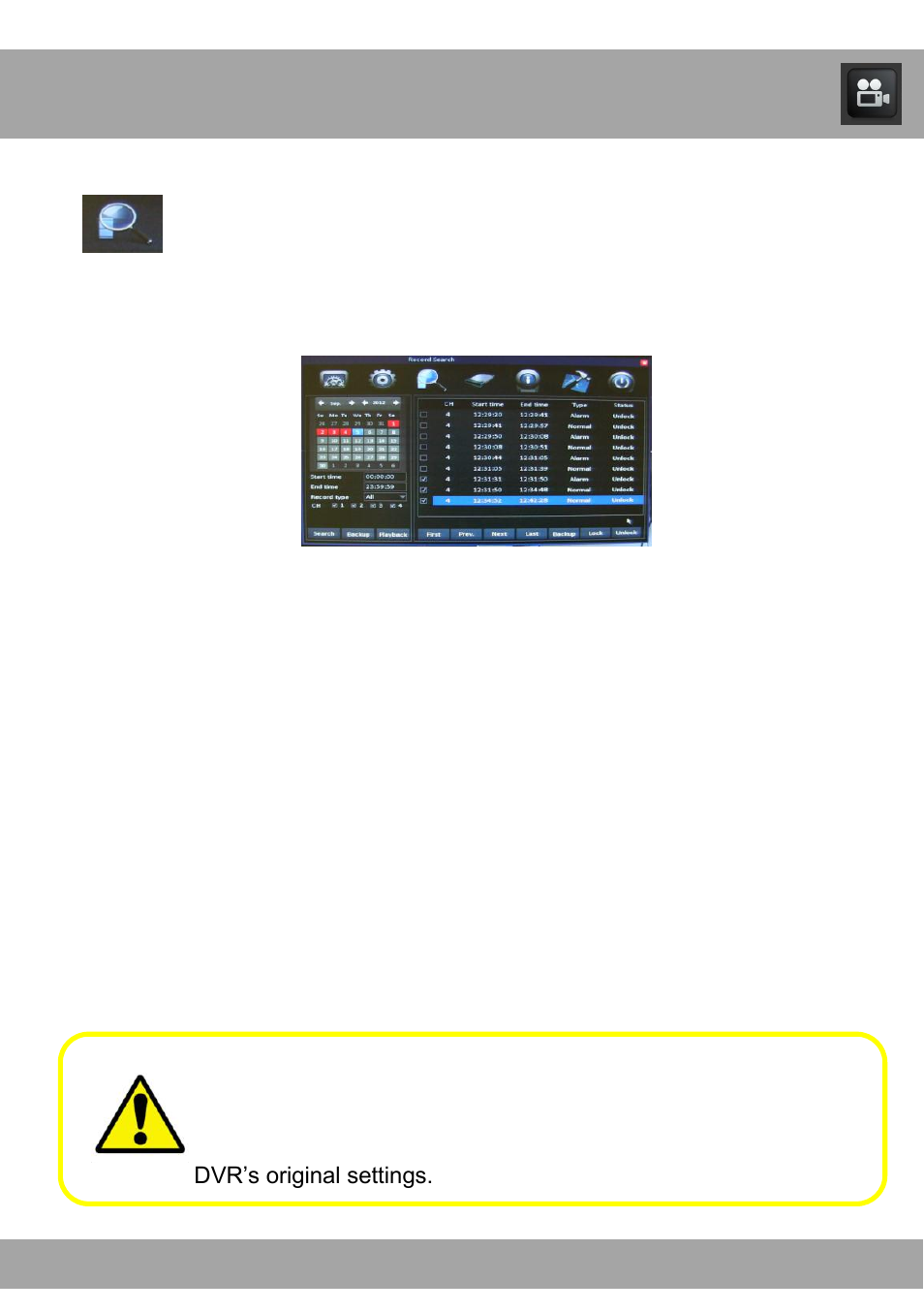 Chapter 16: record search menu | Night Owl ADV1-168500 user manual User Manual | Page 60 / 124