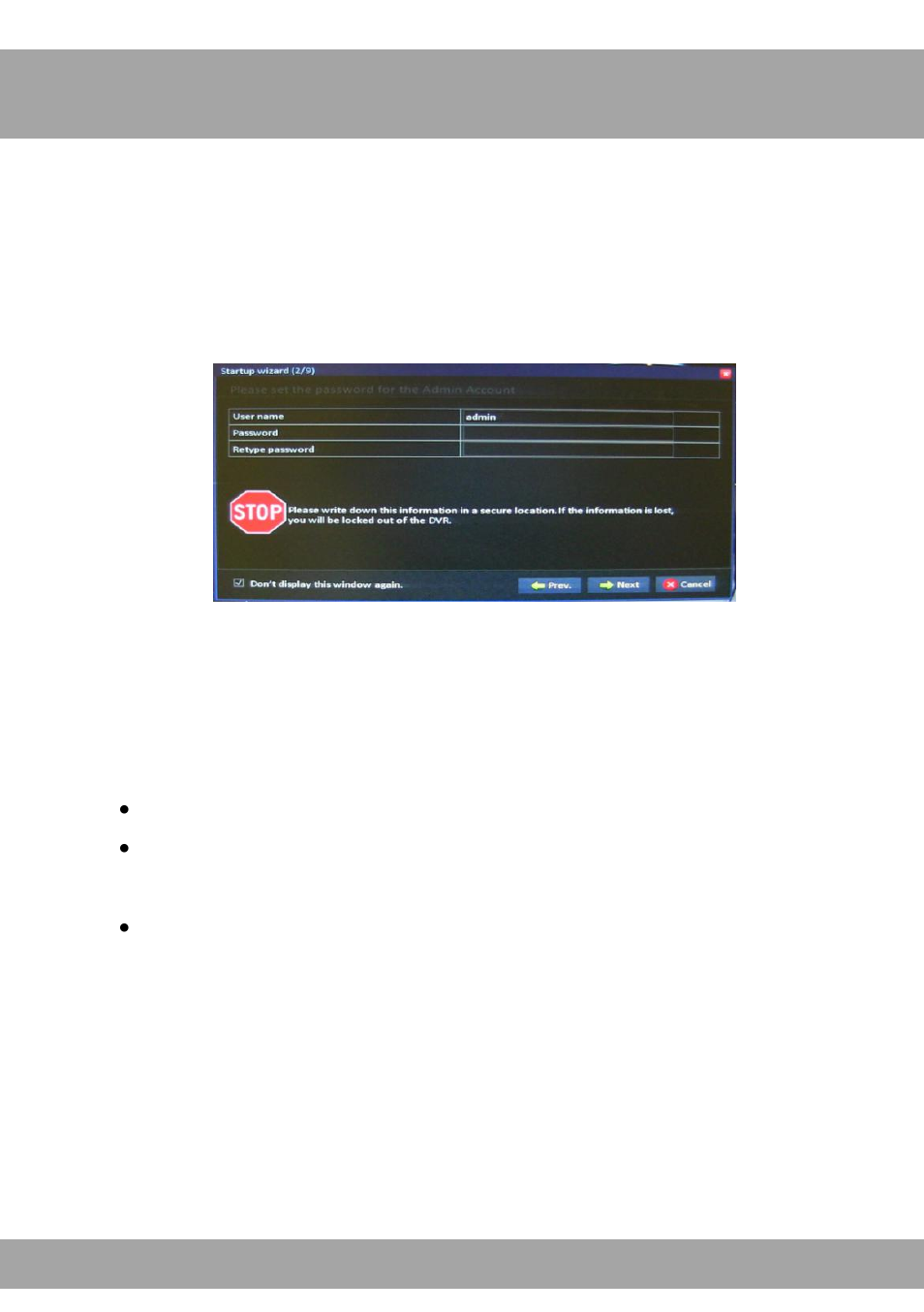 Step 2: administrator password | Night Owl ADV1-168500 startup User Manual | Page 4 / 16