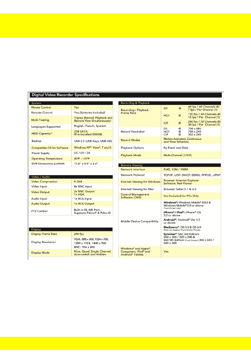 Chapter 24 specifications of dvr | Night Owl ADV1-84500 User Manual | Page 121 / 126
