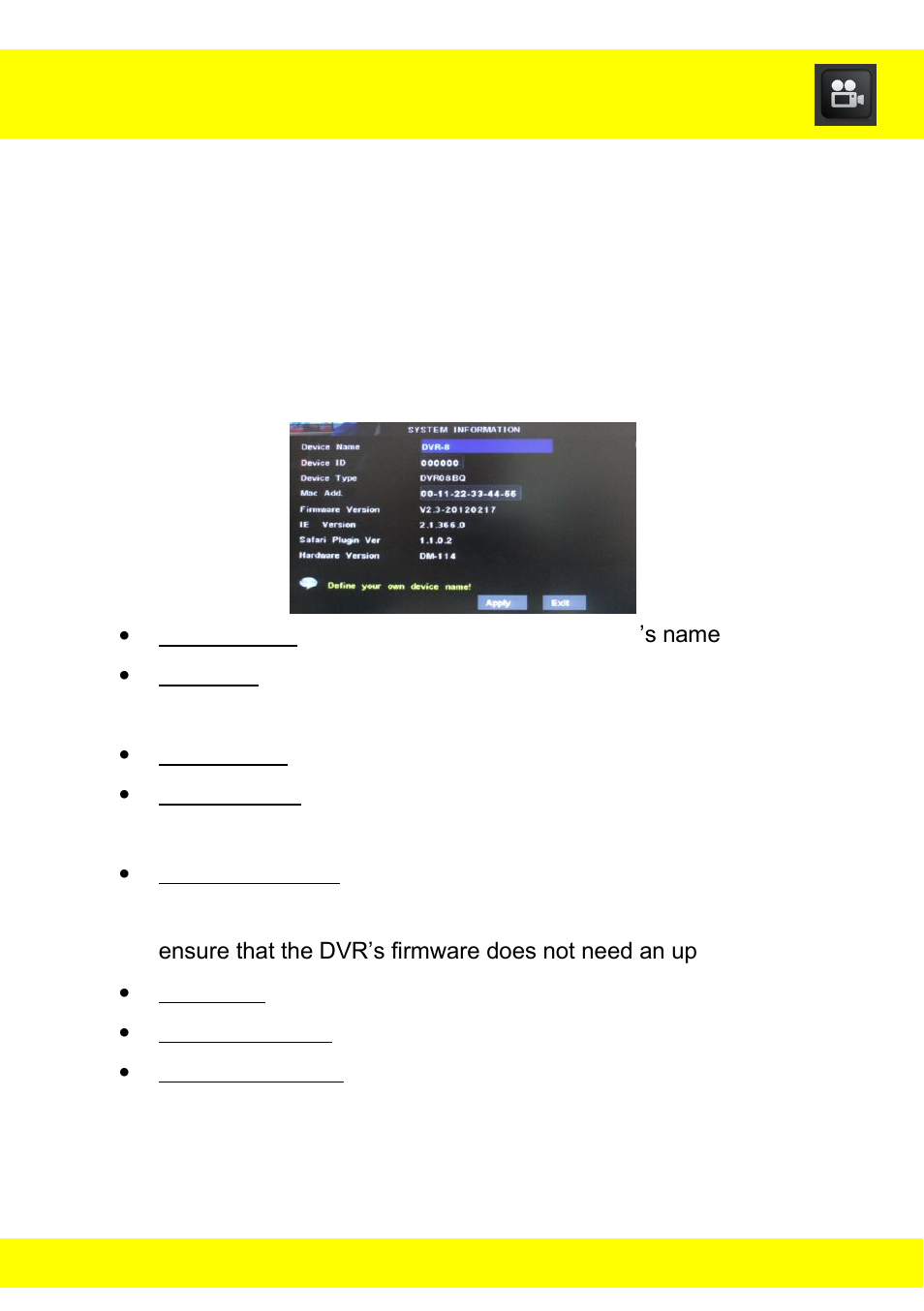 Chapter 12 system menu | Night Owl ADV1-84500 User Manual | Page 38 / 126