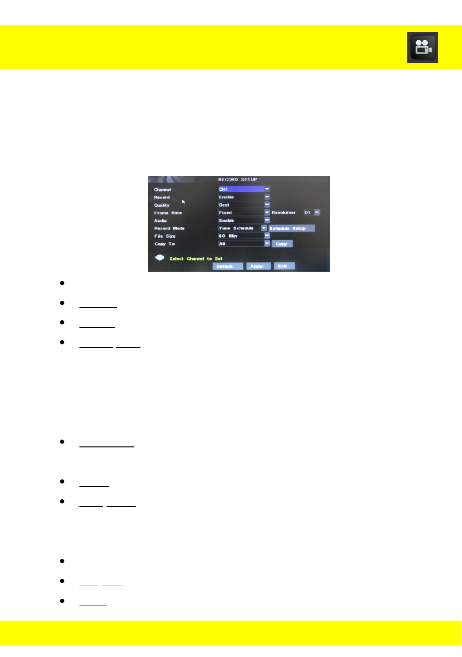 Chapter 13 record functions menu | Night Owl ADV1-84500 User Manual | Page 40 / 126