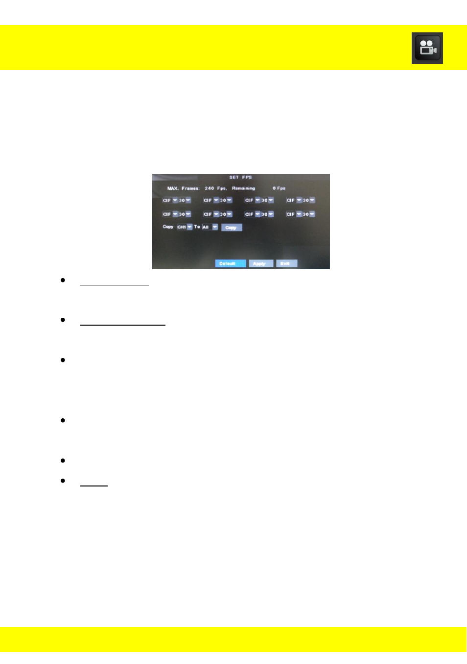 Chapter 13 record functions menu | Night Owl ADV1-84500 User Manual | Page 42 / 126