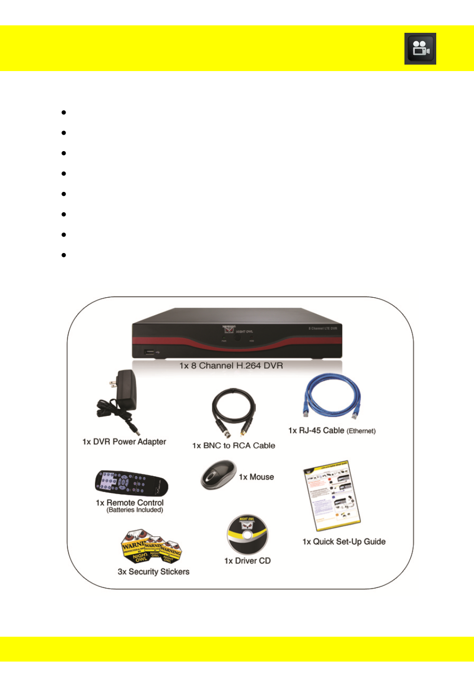 Chapter 2 package contents | Night Owl ADV1-84500 User Manual | Page 7 / 126
