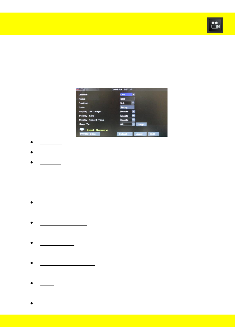 Chapter 16 camera menu | Night Owl BUL-84500 User Manual | Page 52 / 126