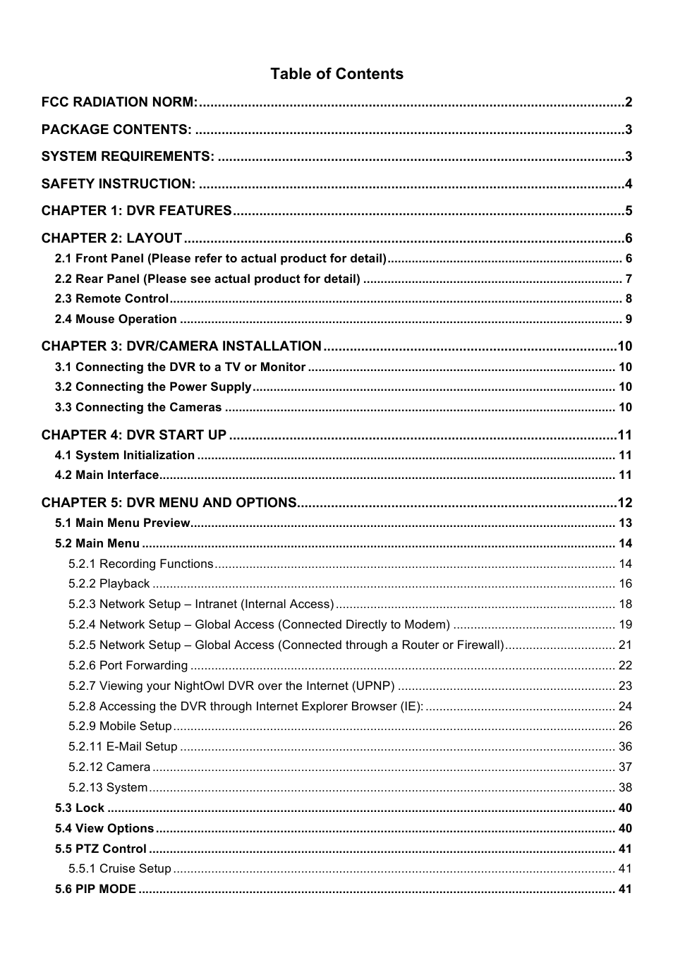 Night Owl O-885 User Manual | Page 2 / 52