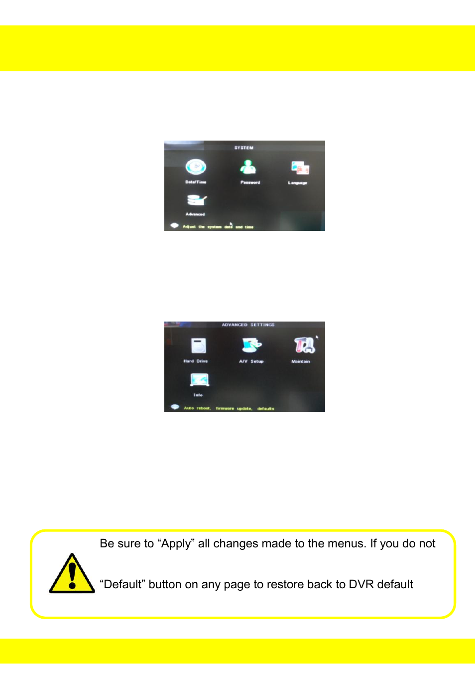 Chapter 12 system menu | Night Owl LTE-44500 User Manual | Page 25 / 126
