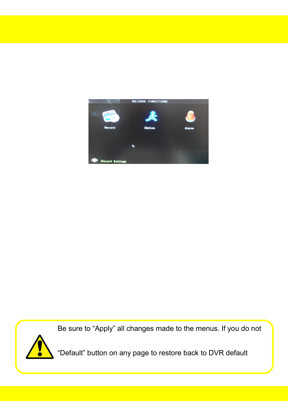 Chapter 13 record functions menu | Night Owl LTE-44500 User Manual | Page 39 / 126